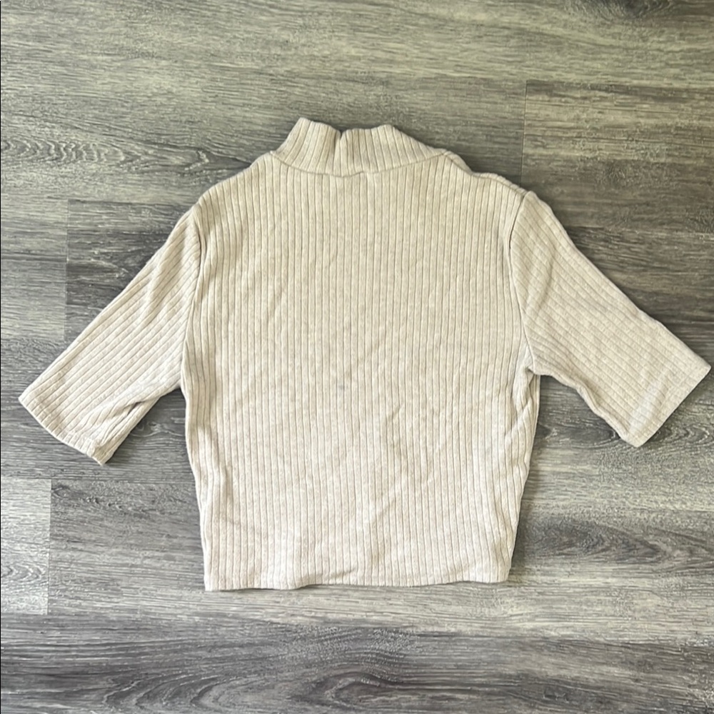 Zara Cream Ribbed Crop Top - Picture 3 of 3